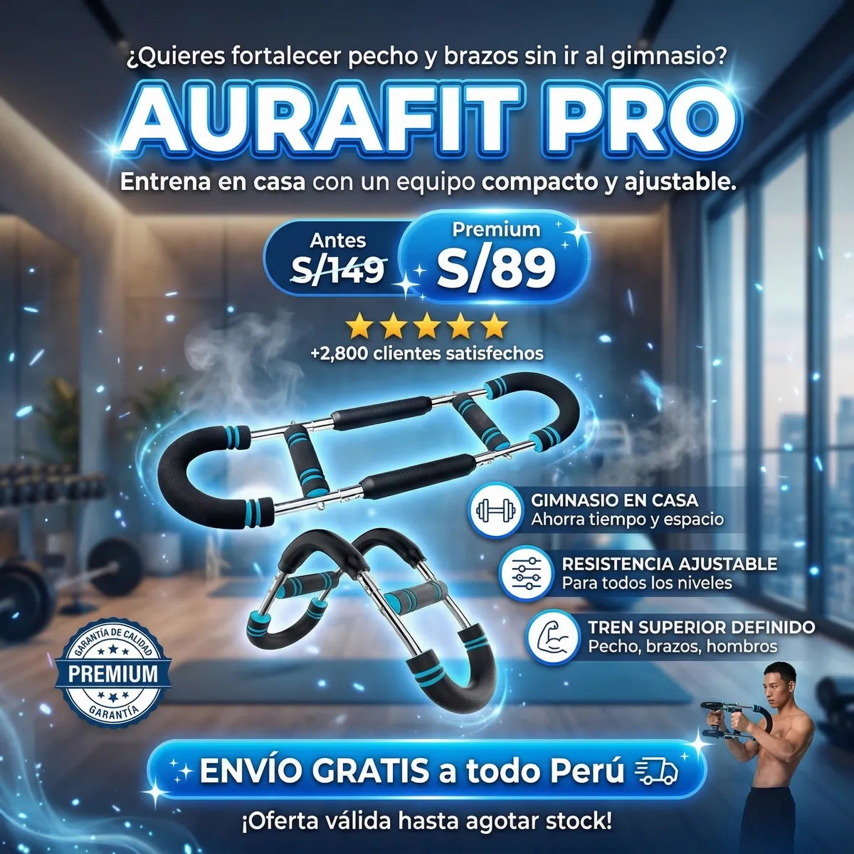 AURAFIT Pro - Entrena Brazos, Hombros y Pecho en Casa
