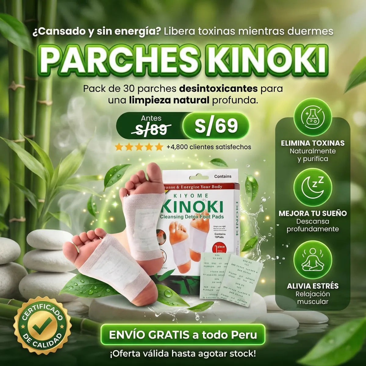 30 Parches Kinoki™ - Alivio Natural para desintoxicar tu cuerpo