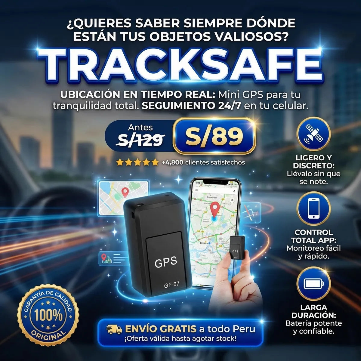 TrackSafe™ Pro - Mini GPS, encuentra y localiza lo que desees
