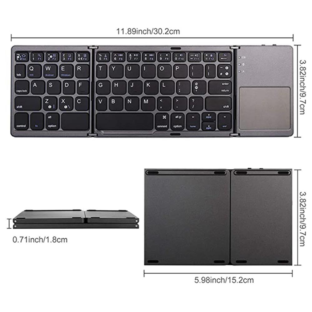 TECLADO INALÁMBRICO MINI BLUETOOTH PLEGABLE CON TOUCH PAD