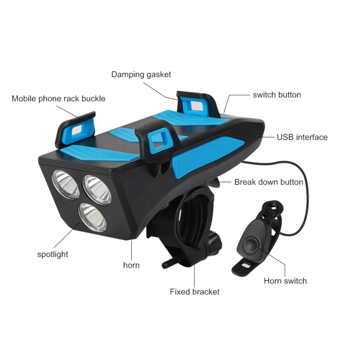 Linterna 4 en 1 para bicicleta